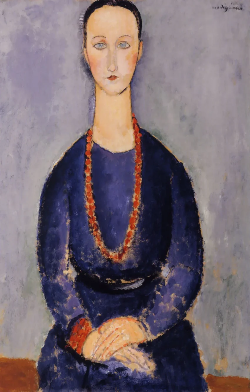 Modigliani print Woman with red necklace