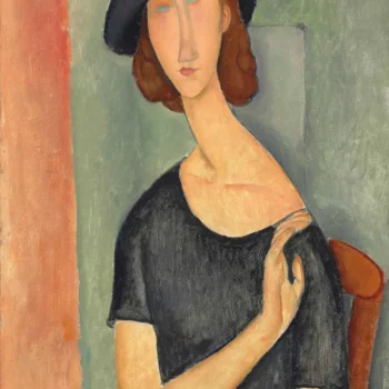 Jeanne Hebuterne with blue hat by Modigliani