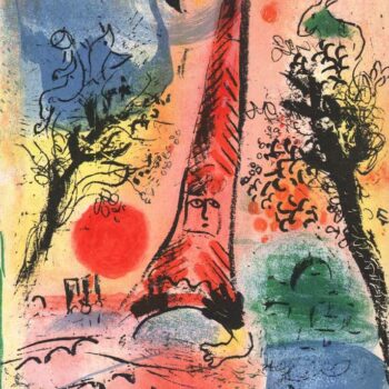 1960 Marc Chagall Original Lithograph Vision of Paris