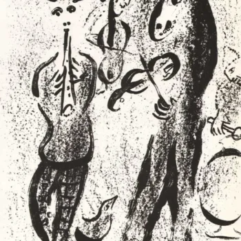 1963 Marc Chagall Original lithograph Inerant Players