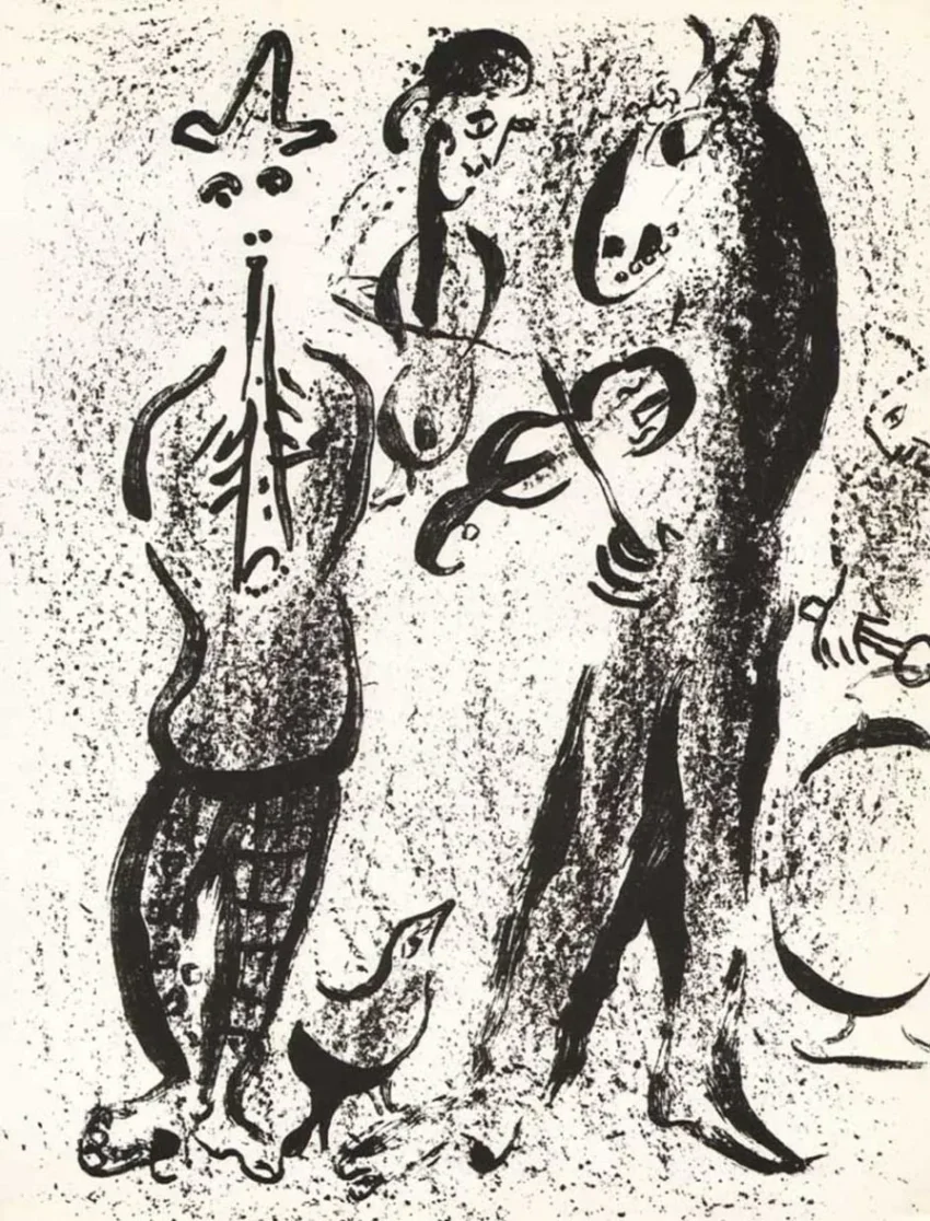 1963 Marc Chagall Original lithograph Inerant Players