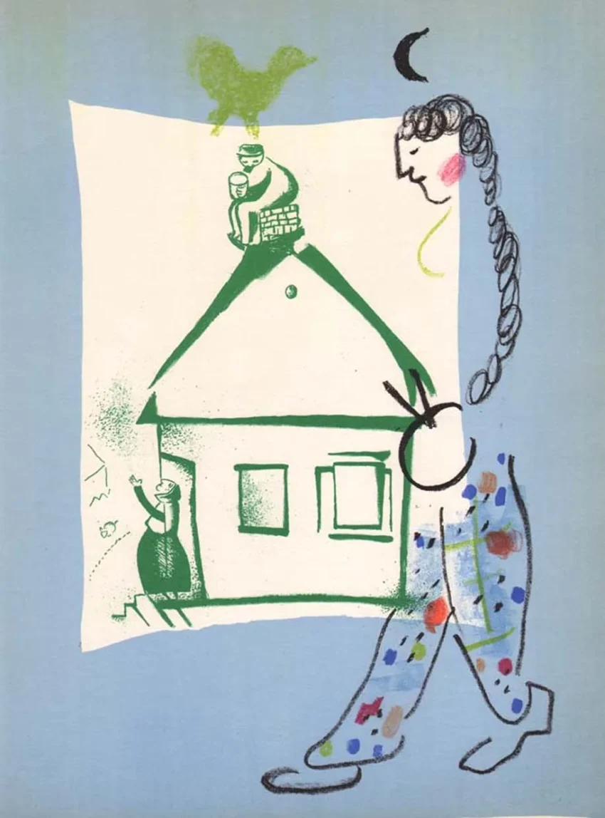 1960 Marc Chagall Original Lithograph La Maison de Mon Village