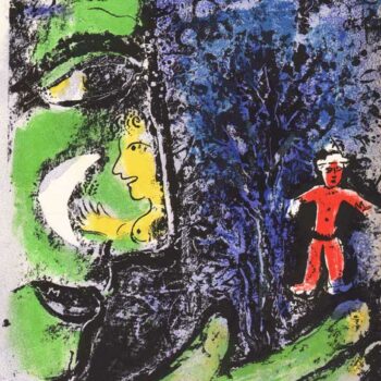 1960 Marc Chagall Original Lithograph Le Profile et L'enfant Rouge