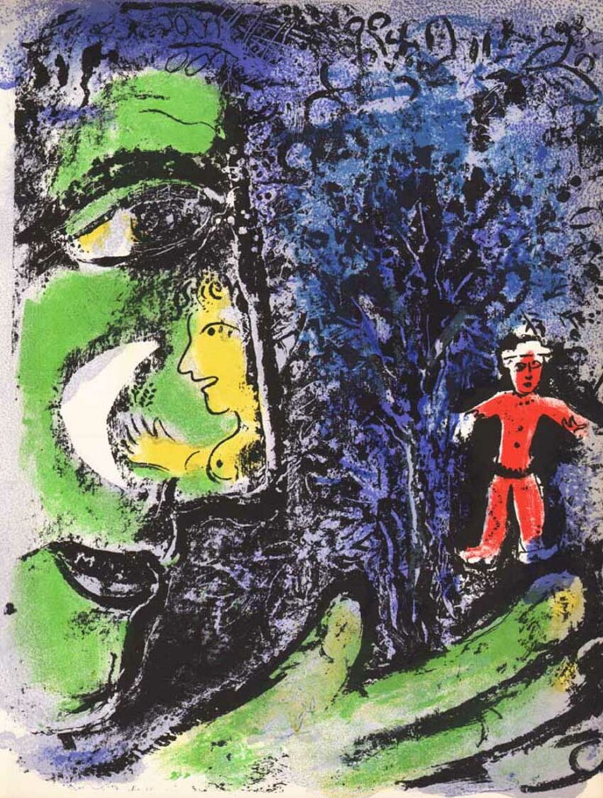 1960 Marc Chagall Original Lithograph Le Profile et L'enfant Rouge