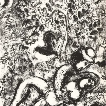 1963 Marc Chagall Original Lithograph The Pair in a Tree