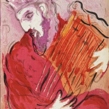 Chagall Lithograph David a la harpe Verve Bible Mourlot 1956