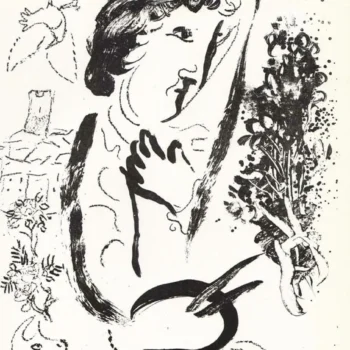 1963 Marc Chagall Original Lithograph In front of the picture