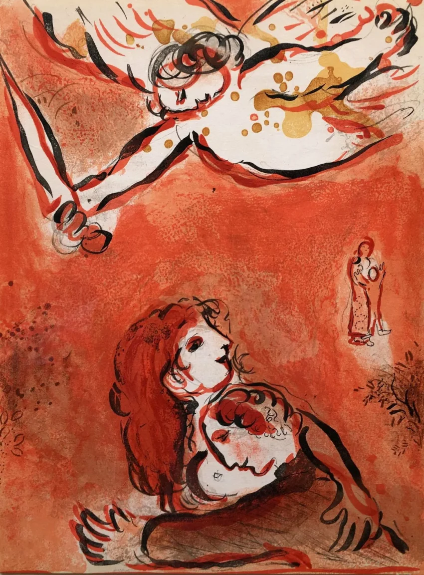 Chagall Lithograph The face of Israel 1960 Drawing for the bible