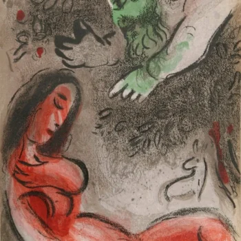 Chagall Lithograph Eve incurs God's displeasure 1960