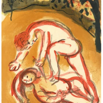 Chagall Lithograph Cain and Abel 1960 Drawing for the bible