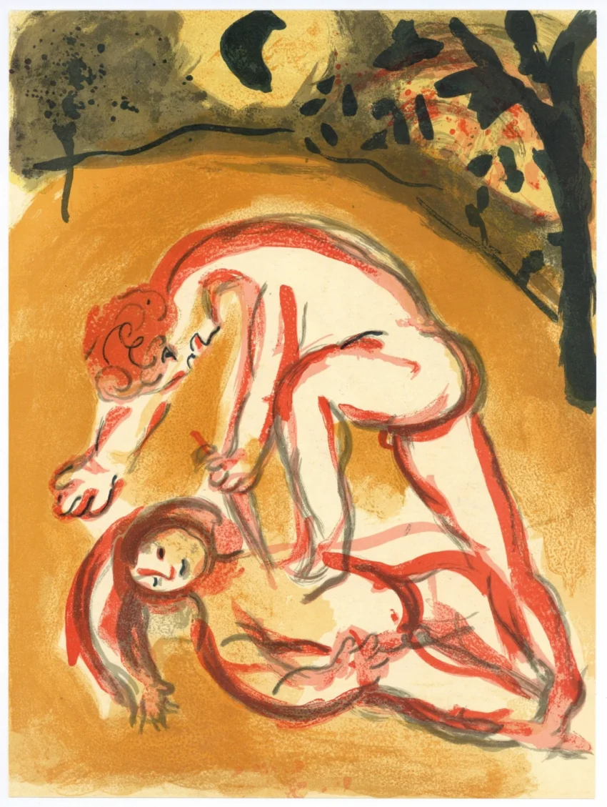 Chagall Lithograph Cain and Abel 1960 Drawing for the bible