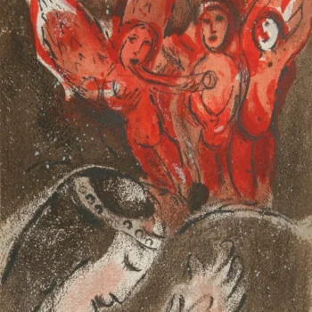 Chagall Lithograph Sarah and the Angels 1960