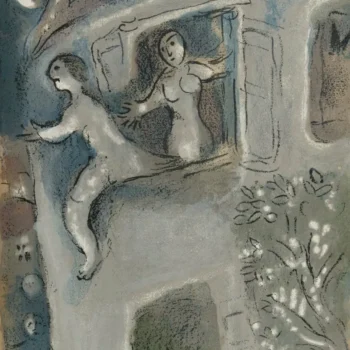 Chagall Lithograph David Saved by Michal 1960