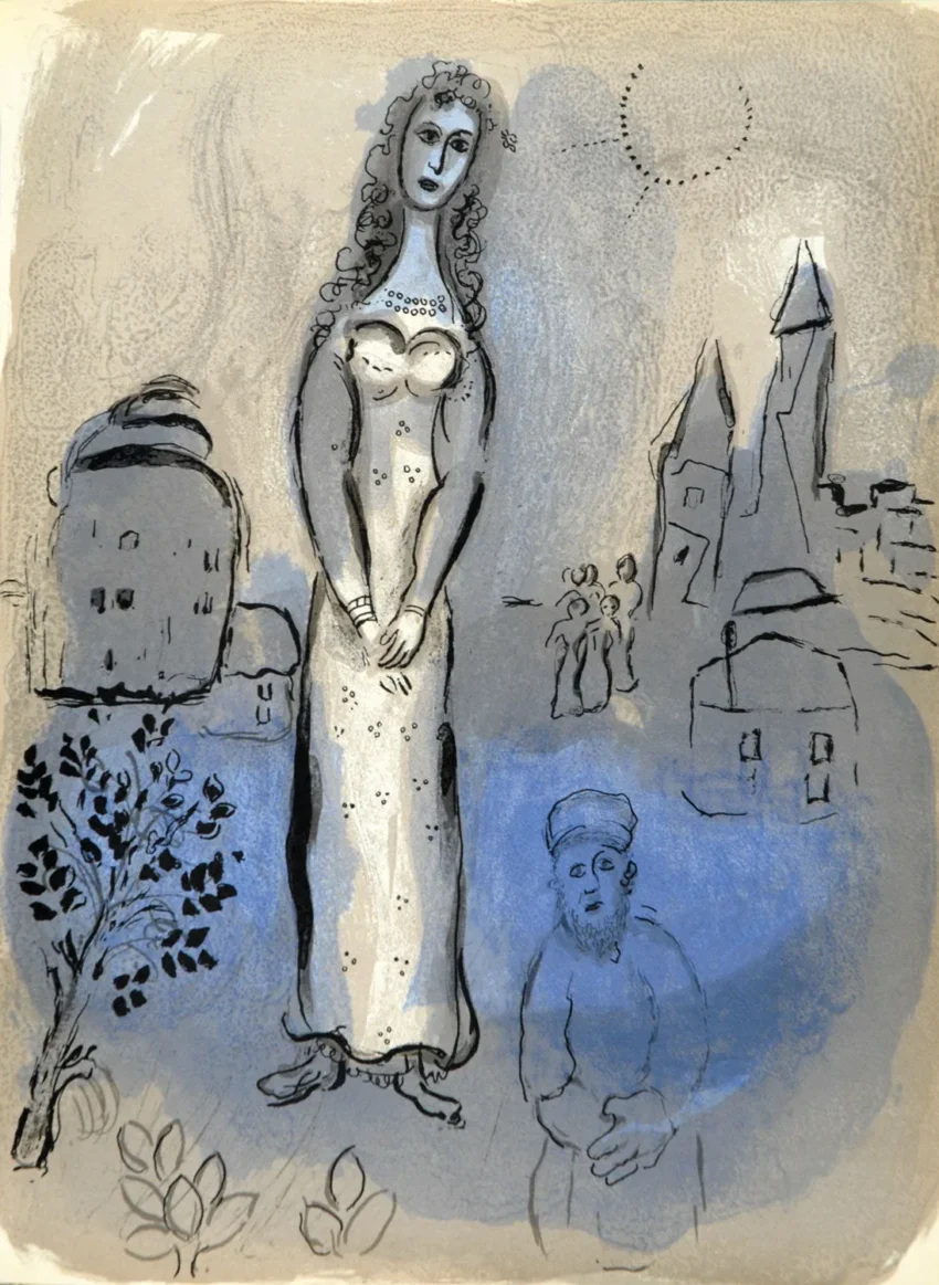 Chagall Lithograph Esther 1960 Drawing for the bible