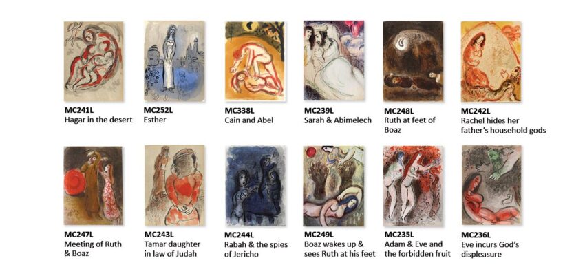 Marc Chagall selection of 12 lithographs from The Bible 1960