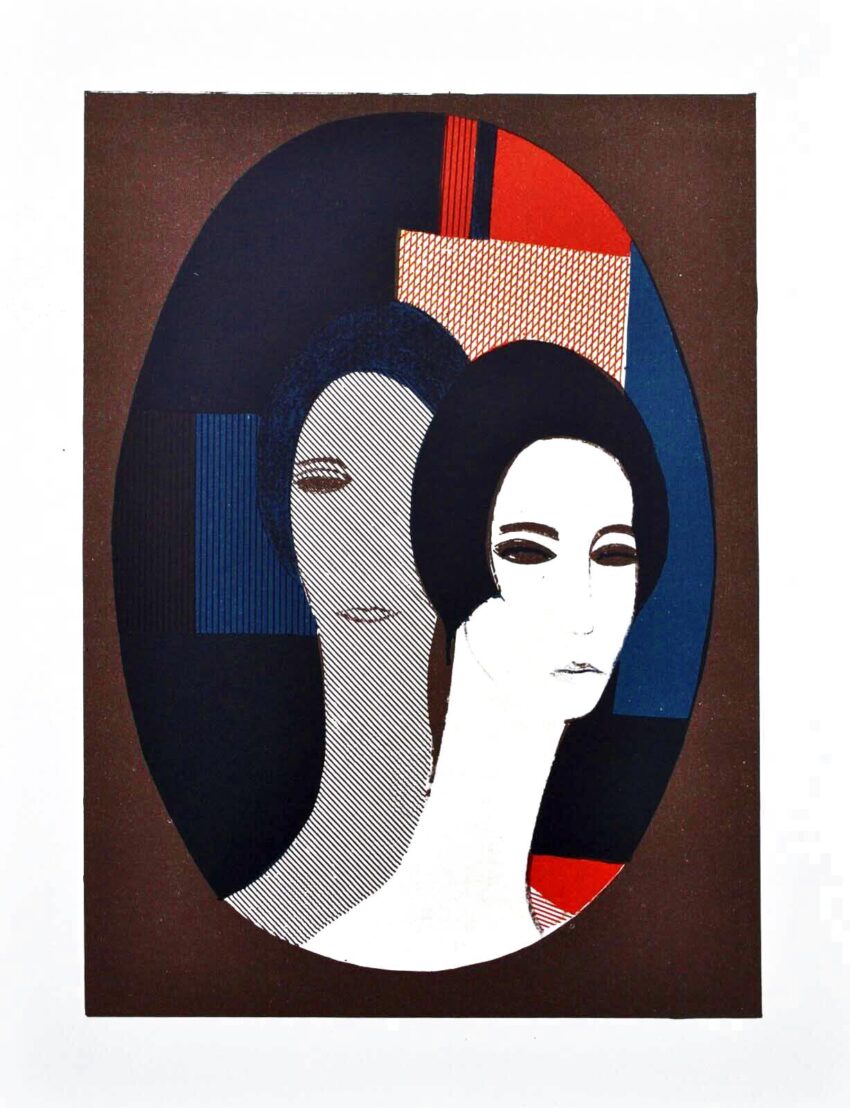 1979 Andre Minaux Lithograph Two heads of females