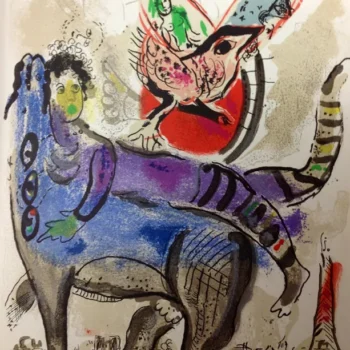 Chagall Original Lithograph La vache bleue XXe siecle 1967