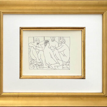 Picasso Metamorphoses 28 Four seated nude men framed