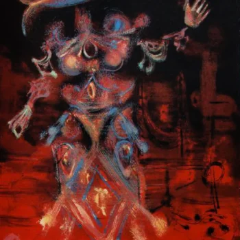 Lucien Coutaud Figure de l'aire rouge signed artwork